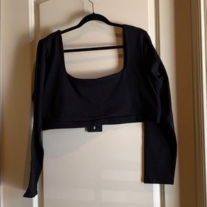 NWT PrettyLittleThing square neck long sleeve crop